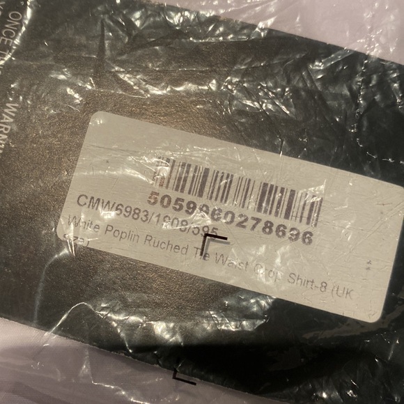 White Poplin Ruched Tie Waist Crop Shirt - Picture 5 of 5